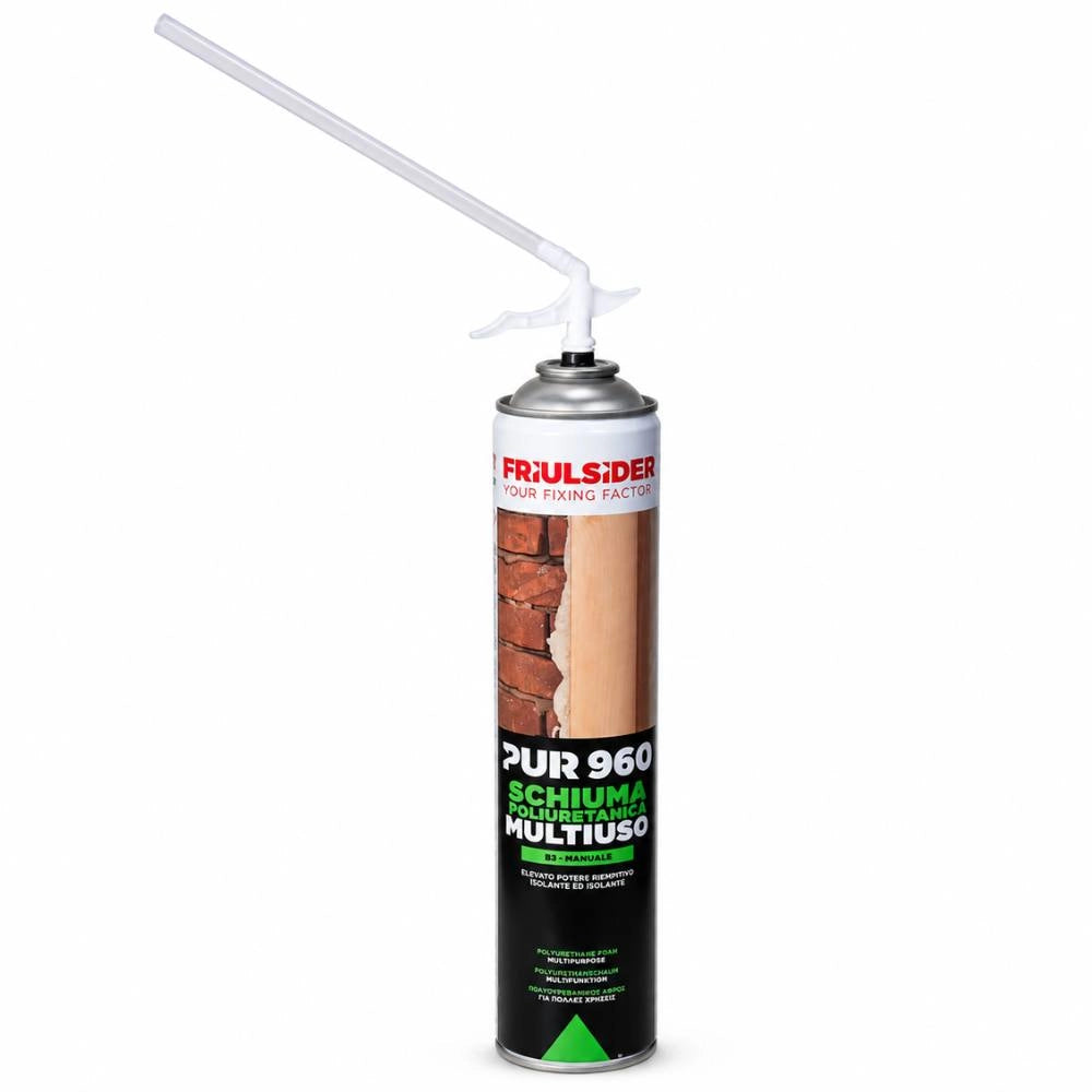 Friulsider pur 960 multiuso schiuma poliuretanica b3-manuale potere riempitivo sigillante e isolante cemento, muratur...