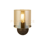 Lampada da parete Sweden 1Lt - Metallo moka e vetro ambra