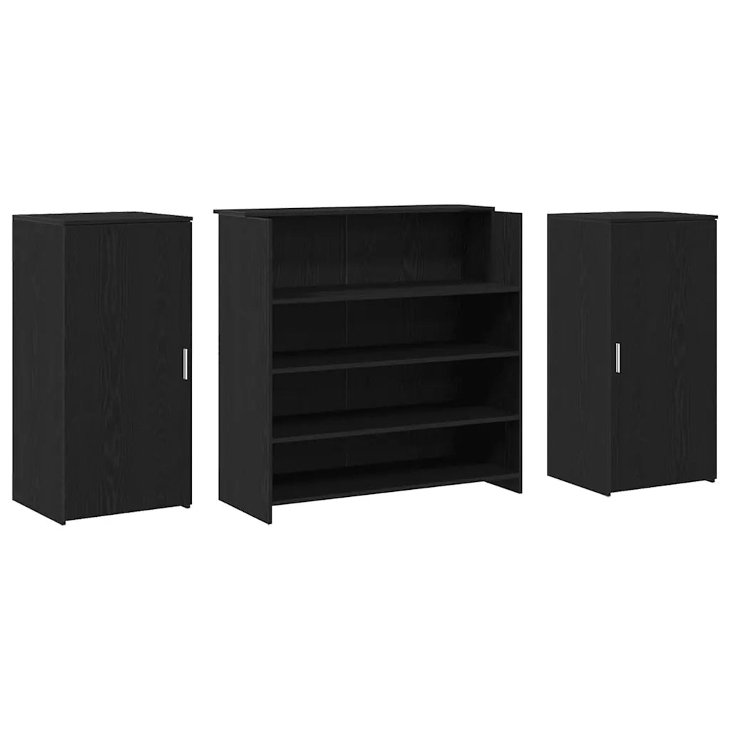Scrivania per Reception Rovere Nero 200x50x103,5 cm in Legno Massello di Argilla 3324179
