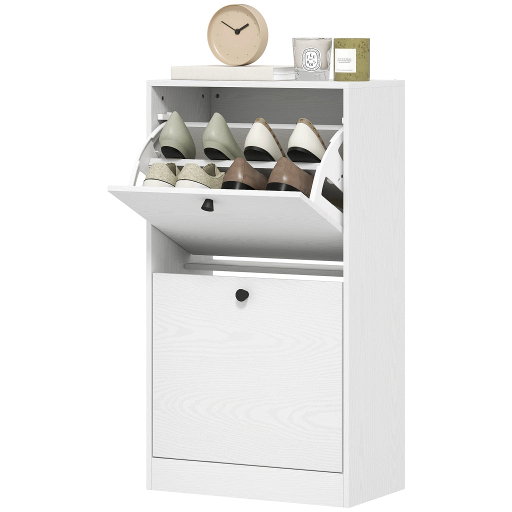 Scarpiera con 2 Cassetti ¨C zephmum ¨C Bianco Veteado 47x26x85 cm