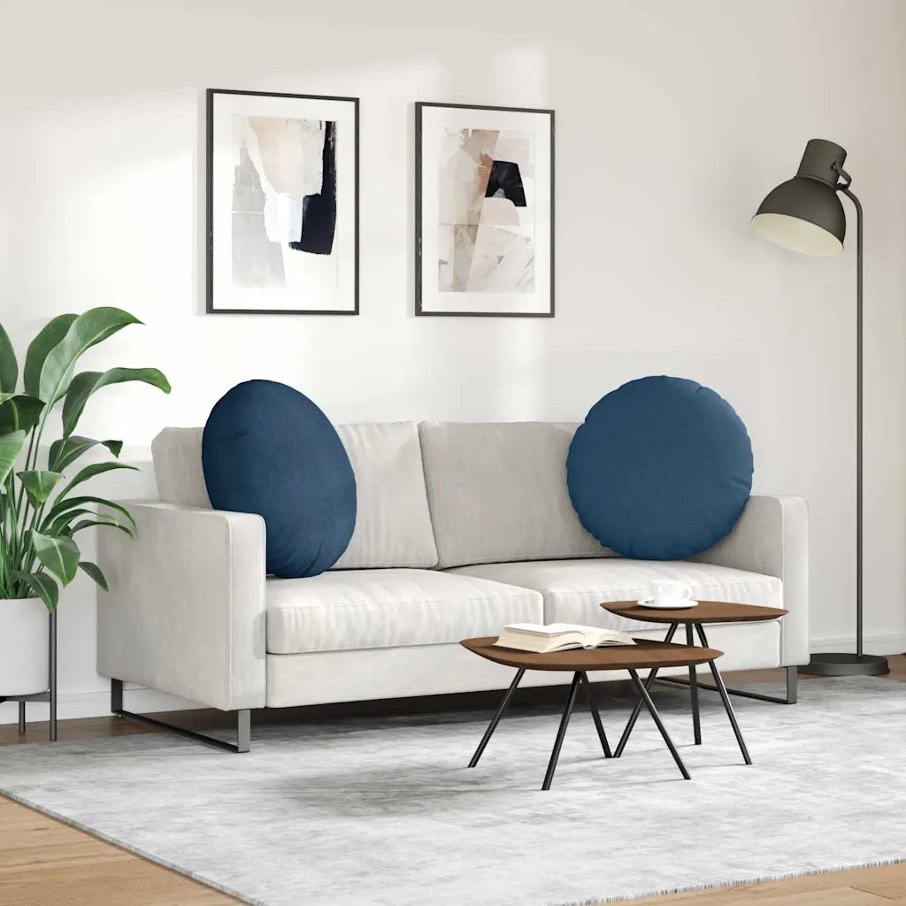 Cuscini per Seduta 2 pcs Blu Ø80 x 29 cm Tessuto