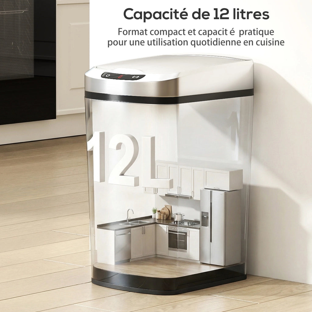 Pattumiera da Cucina Automatica 12 L in Acciaio Inossidabile ¨C zephmum ¨C 28x22x41 cm Argento