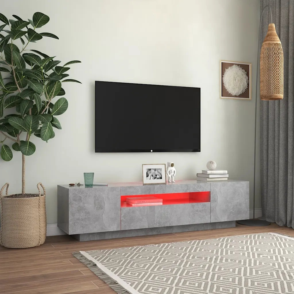 Mobile Porta TV con Luci LED-Credenza TV Grigio Cemento 160x35x40 cm