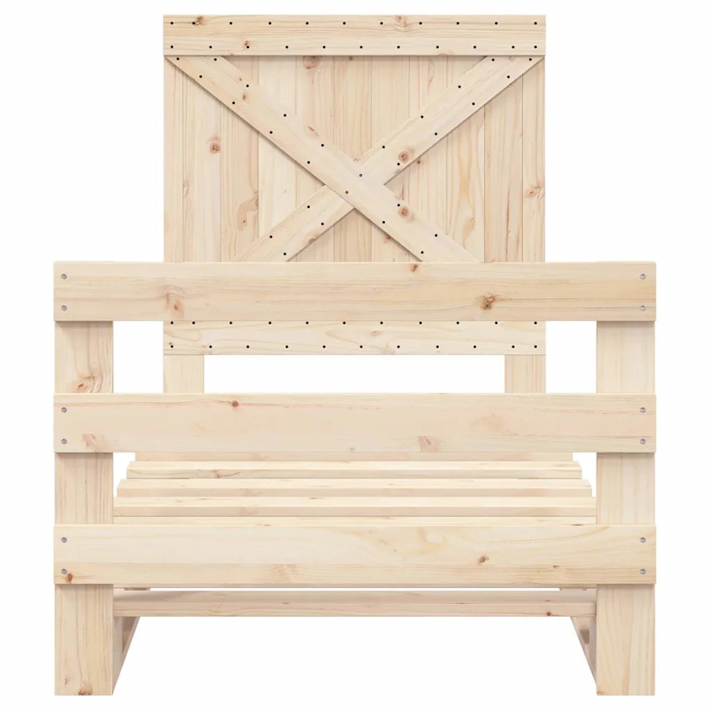 Giroletto con Testiera 90x200 cm in Legno Massello di Pino 3281574