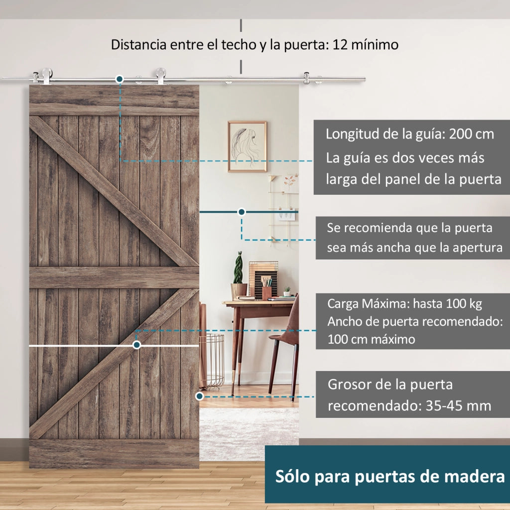 Kit Binario Scorrevole Acciaio Inox ¨C Xylo ¨C ?2,5x200 cm Argento