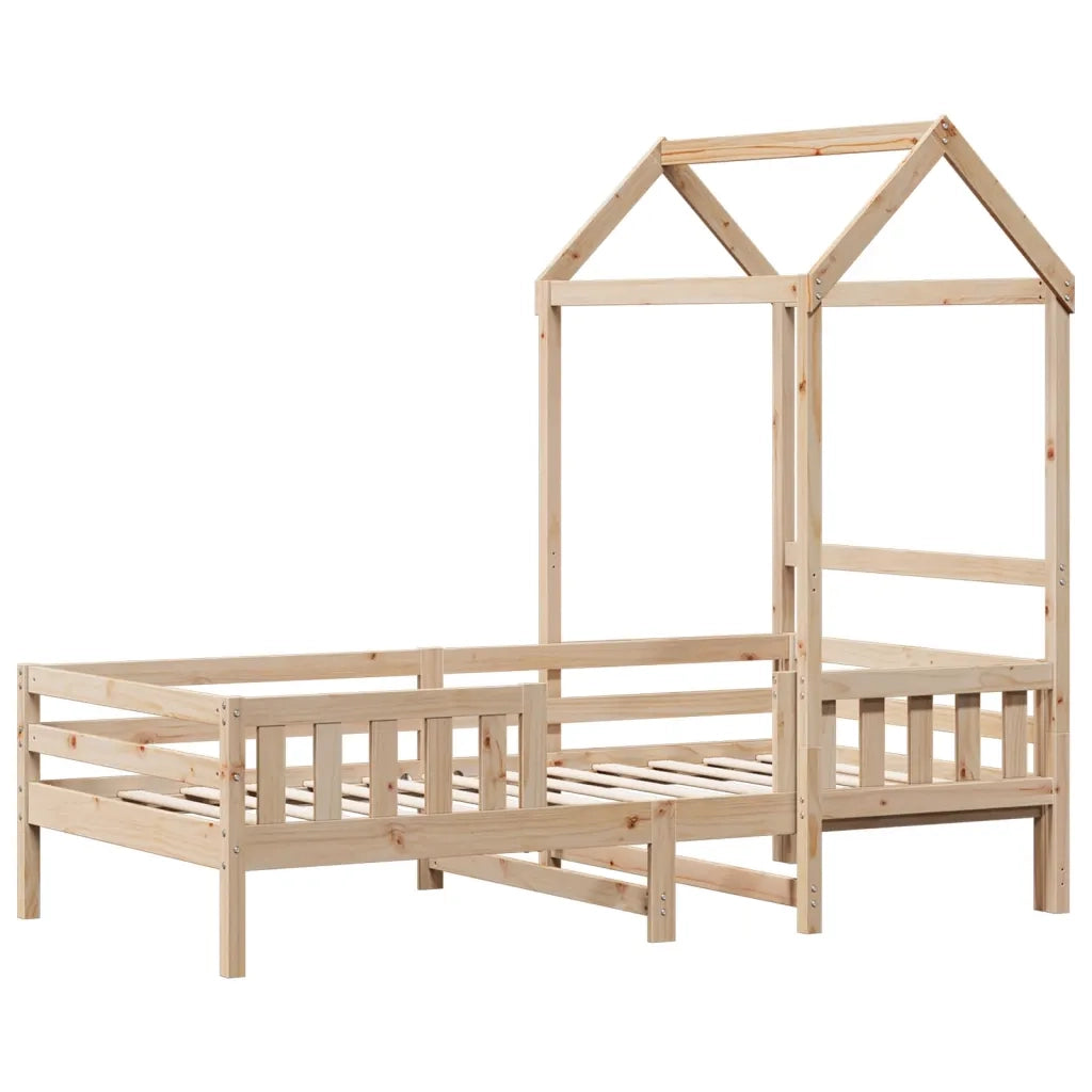 Letto singolo | Letto per adulti | Giroletto con Tetto 100x200 cm in Legno Massello di Pino