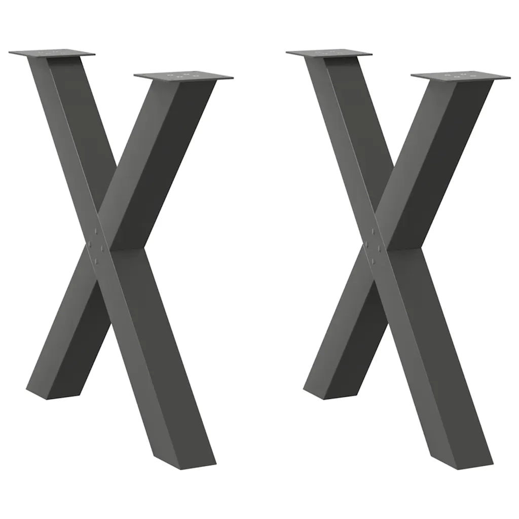 Gambe per tavolo da pranzo a forma di X 2 pz Antracite 80x(72-73) cm Acciaio