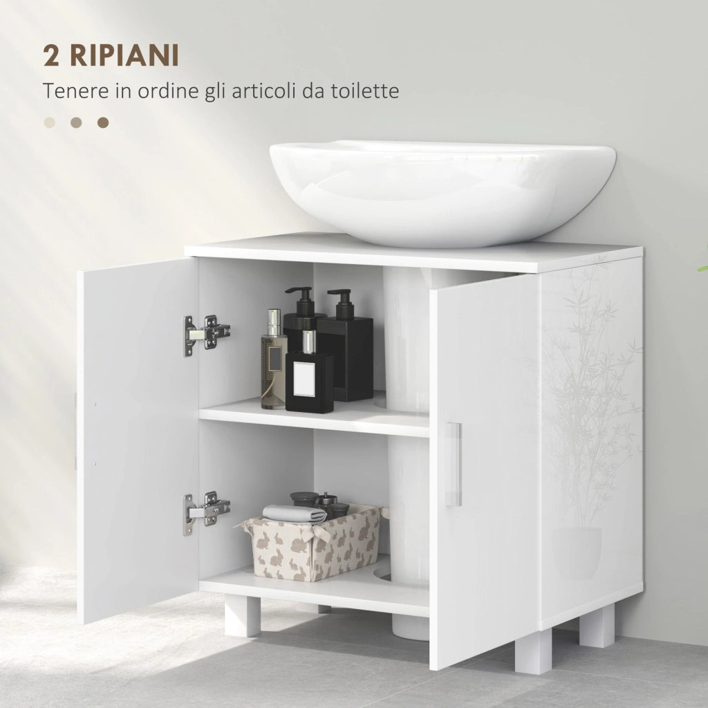 Mobile Sottolavabo da Bagno con Armadietto 2 Ante 60x35x60 cm in MDF Bianco
