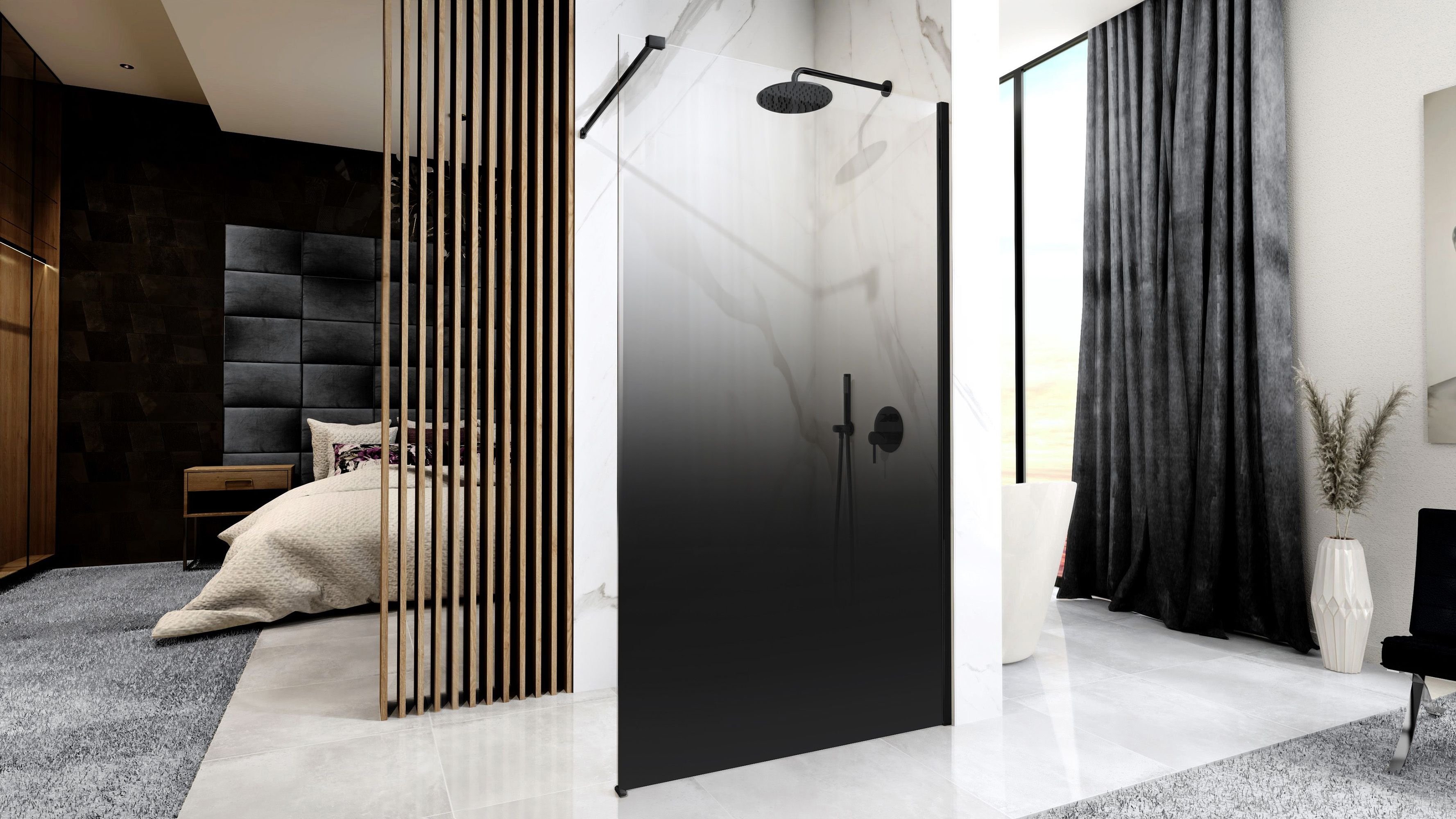 Parete Doccia Rea Aero Ombre Black/black 110