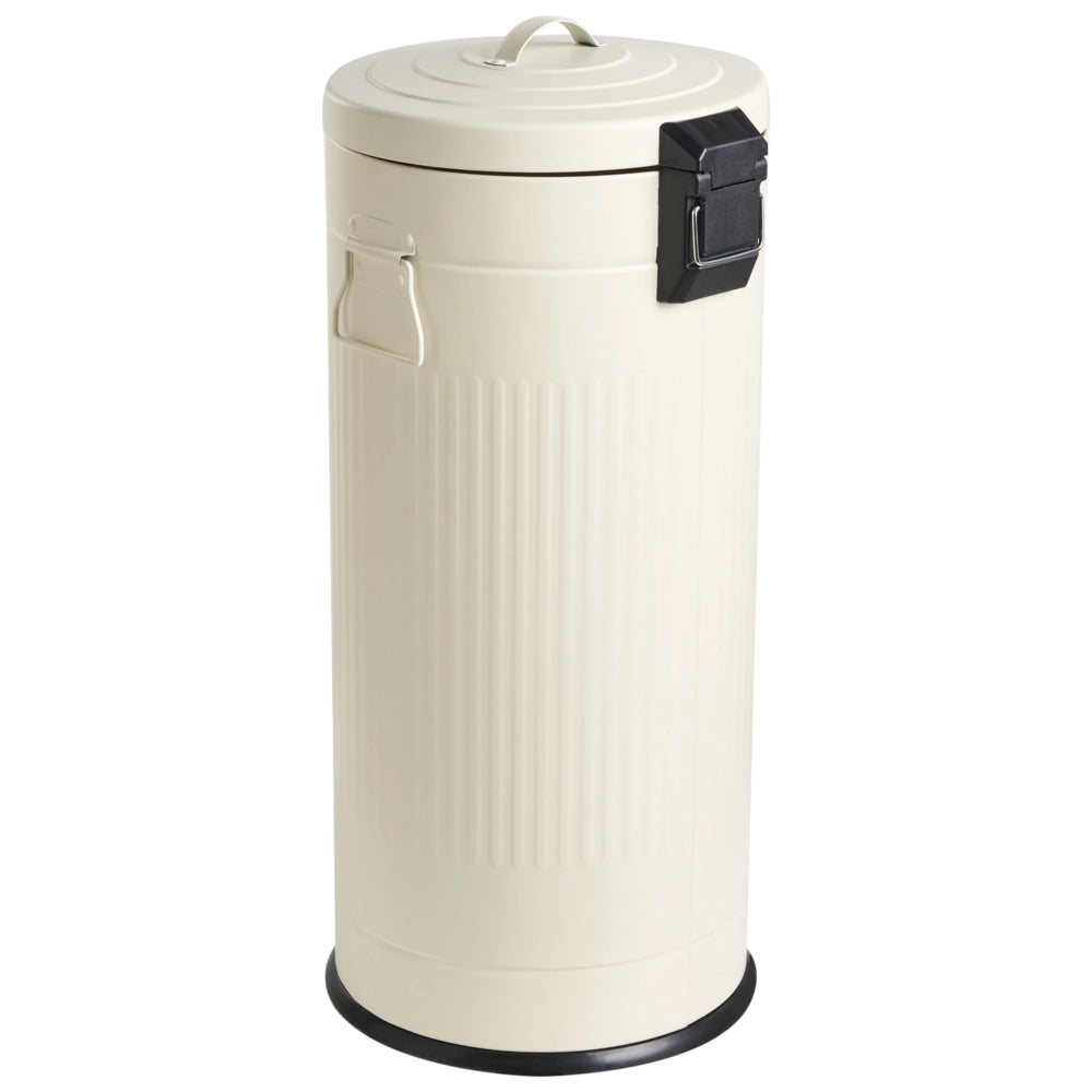 Cestino con pedale e coperchio per cucina in ferro verniciato a polvere e materiale sintetico beige cucina moderna
