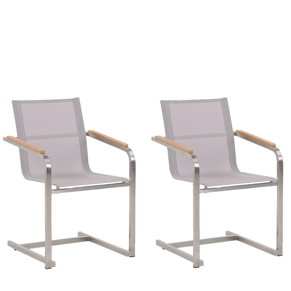 Set di 6 sedie da giardino grigio sedile sintetico struttura in acciaio inox stile cantilever