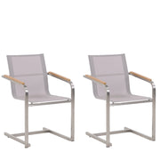 Set di 6 sedie da giardino grigio sedile sintetico struttura in acciaio inox stile cantilever