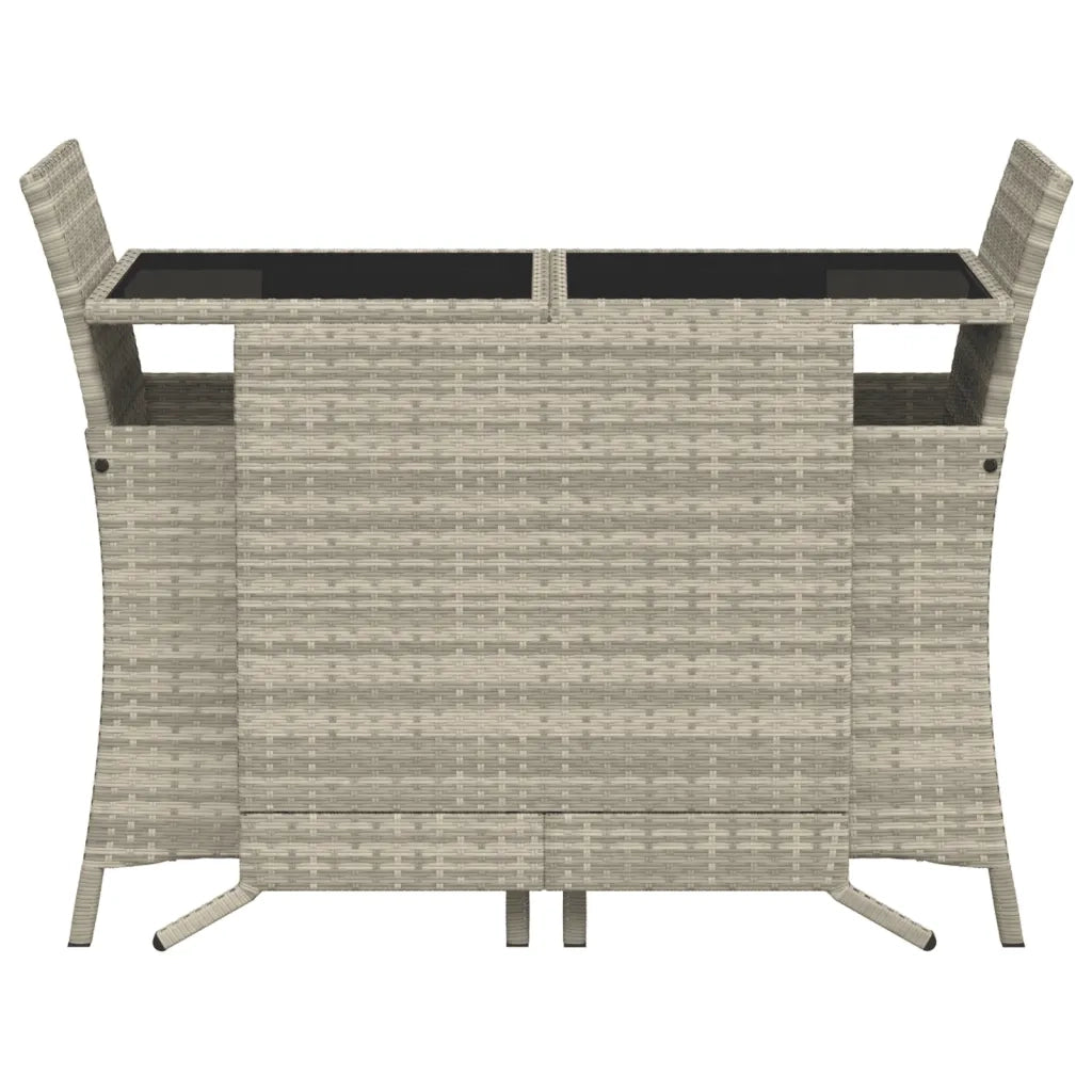 Set da BistrÃ² 3 pz con Cuscini Grigio Chiaro in Polyrattan