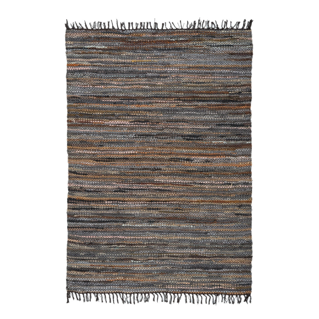 Tappeto Sonipat in Vera Pelle e Cotone Marrone Multi
