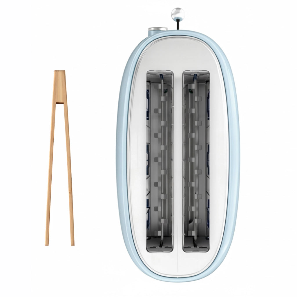 Tostapane vintage GRV6, 2 fessure, fette extra-large 38mm, 6 livelli di potenza, 1500 W, azzurro