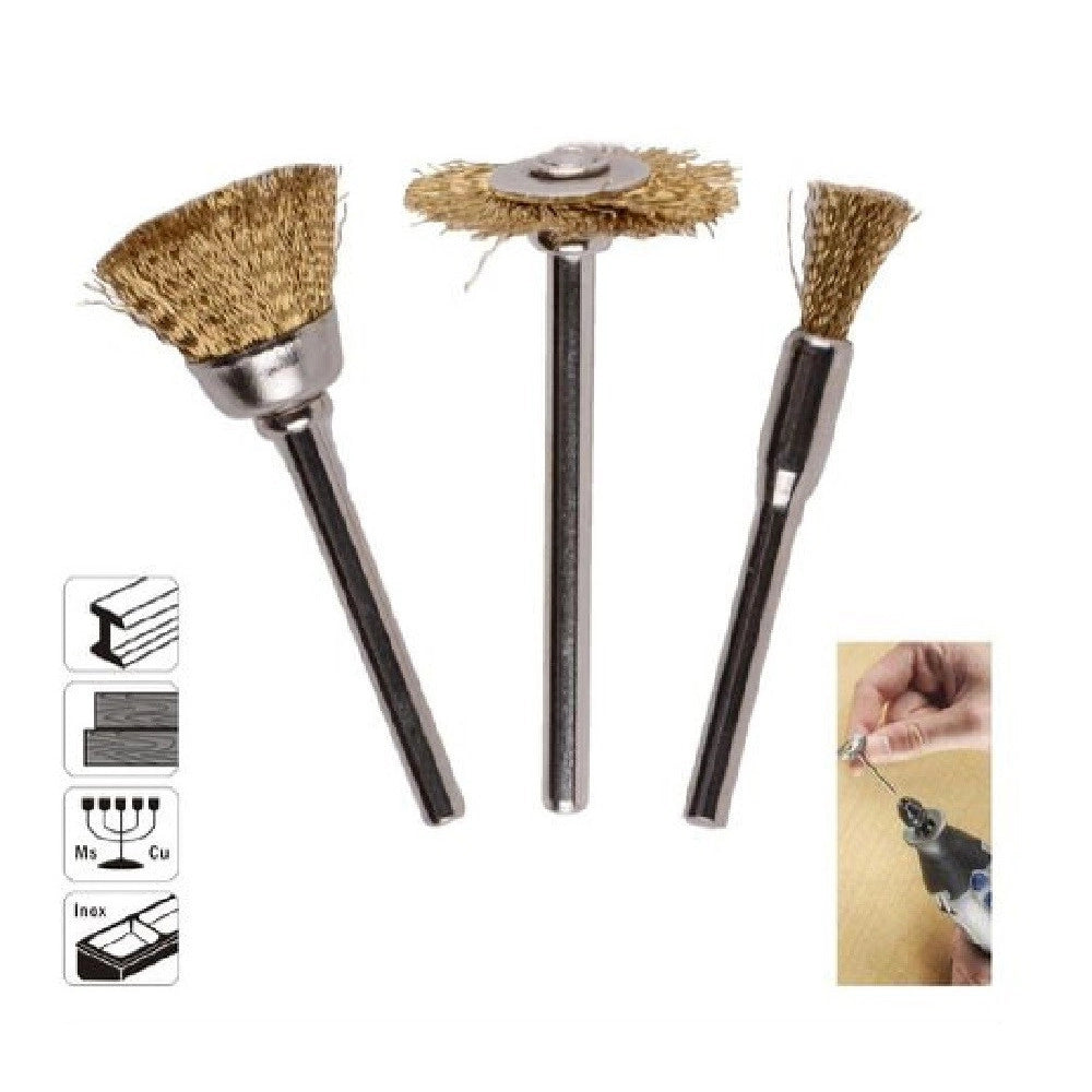 Trade Shop - Kit 3 Pezzi Spazzole Metallo Per Lucidatura Dm 3.1mm Color Oro Pulitrice 92134 -