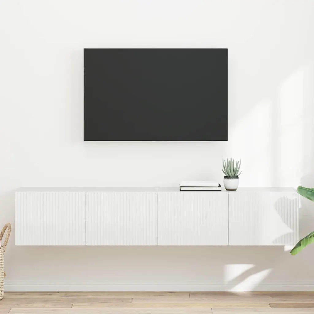 Mobile TV da parete 2 pz-Set di 2 Mobile TV a Muro-Credenza TV Bianco Lucido 60 x 31 x 29.5 cm 287007
