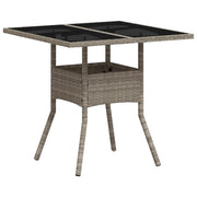 Tavolo Giardino | Tavolino da esterno Piano Vetro Grigio Chiaro 80x80x75cm Polyrattan