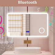 AICA Specchio da bagno  140 x 80 cm,  dimmerabile, Blue tooth,  Funzione Memoria, antiappannamento, 3 colori, Magnificatore,  orologio