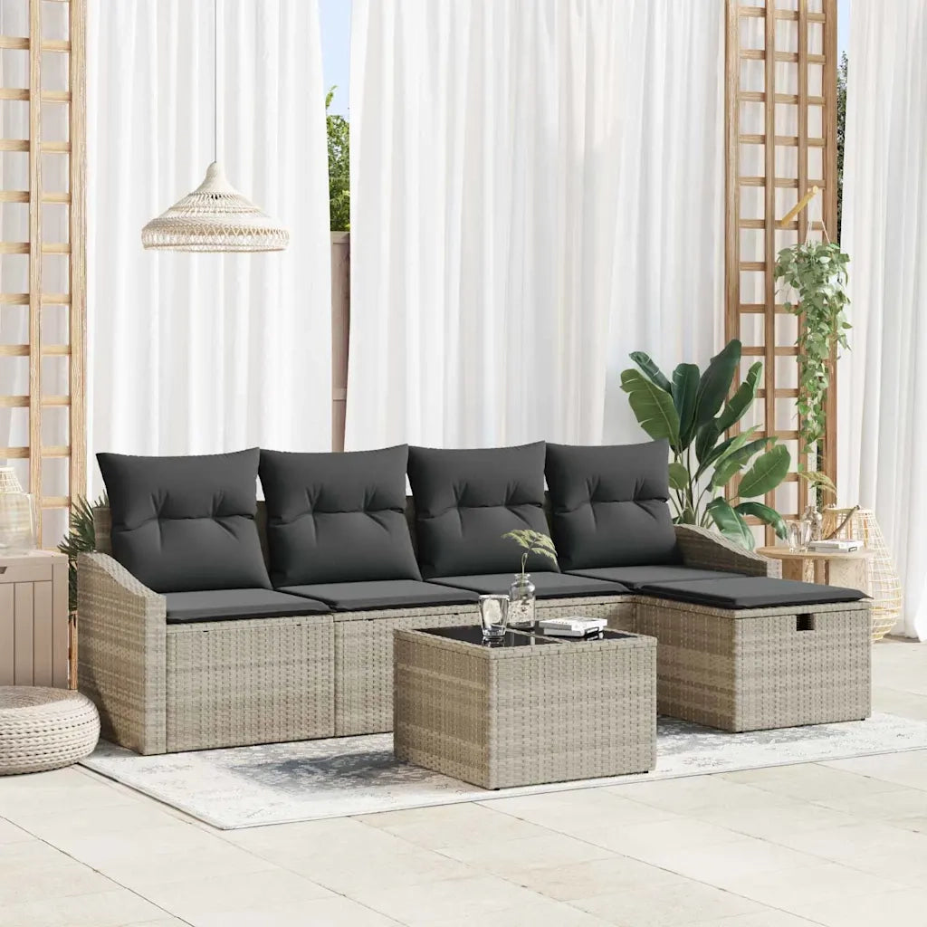 Set di divani con cuscino Grigio chiaro polyrattan 3359271