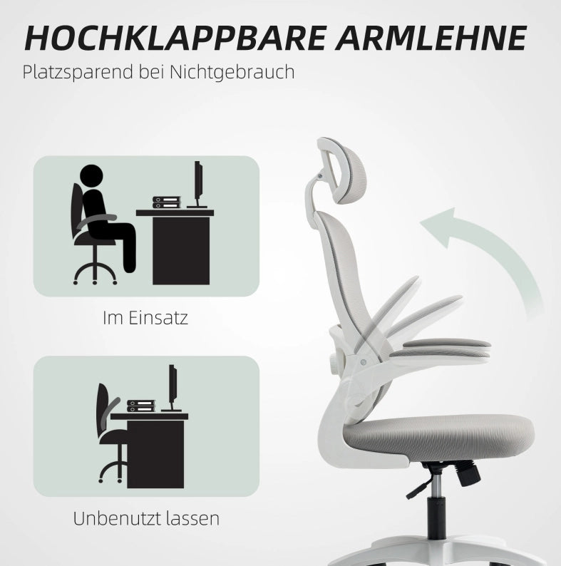 Sedia da ufficio ergonomica grigia con schienale in rete