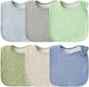 GROBRO7 6-pack slabben ciano blu per neonati, slabben in cotone con chiusura a pressione regolabile, slabbers assorbenti per neonati, slabbers per denti da latte, per bambini, bambini in età prescolare, regalo per una festa invernale, festa di Natale