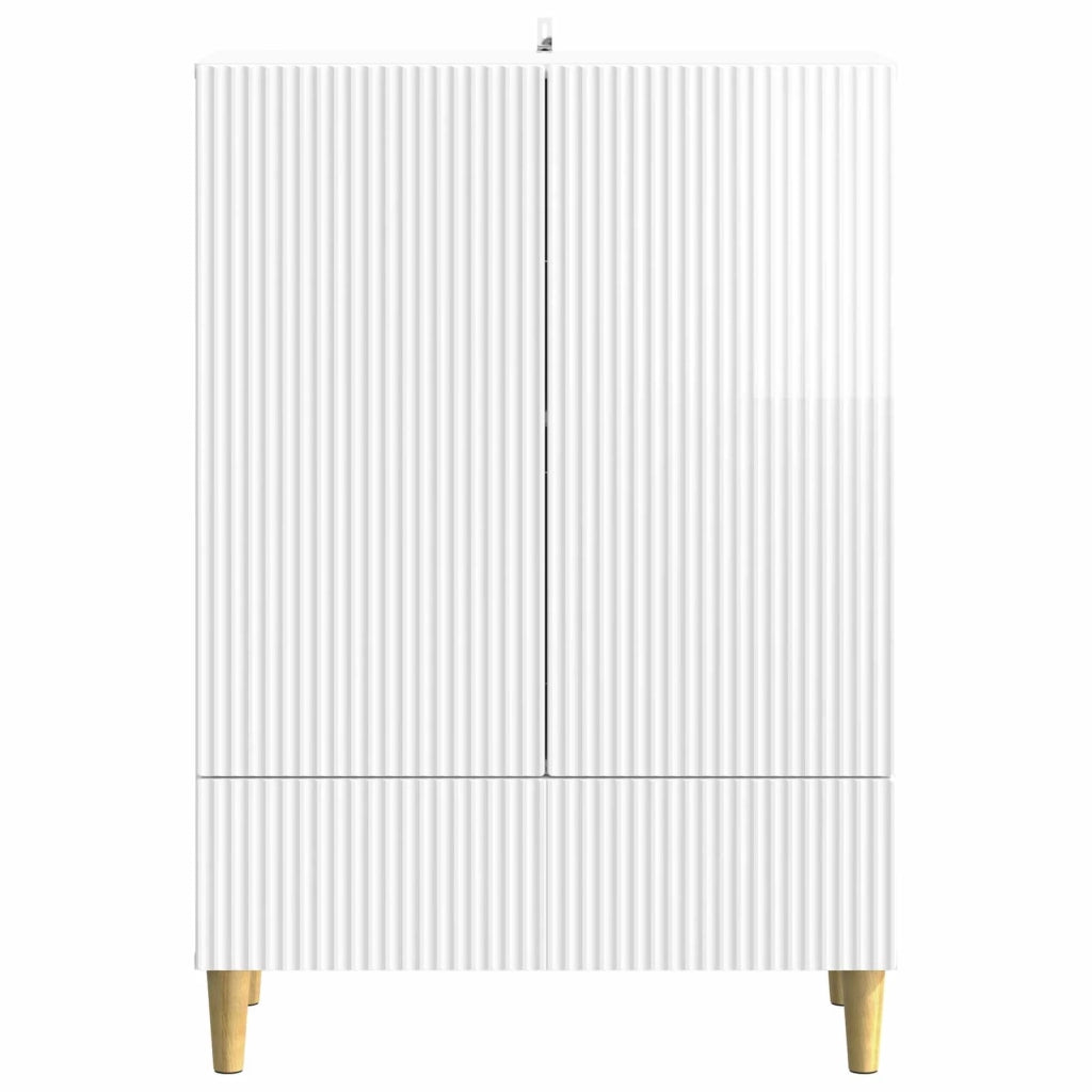 Credenza Bianco Lucido 66 x 34,5 x 95 cm Legno ingegnerizzato