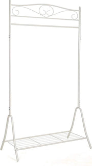 Pannello di appoggio con ripiano per scarpe in metallo bianco 90 x 445 x 173 cm HSR01W Pannello di appoggio
