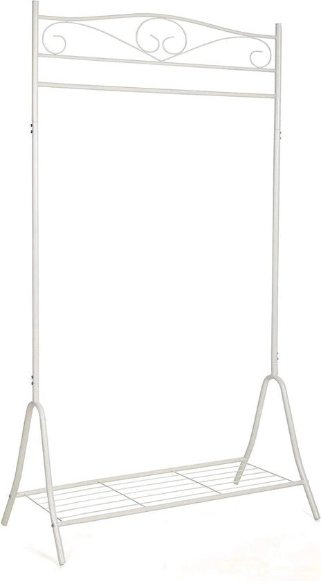Pannello di appoggio con ripiano per scarpe in metallo bianco 90 x 445 x 173 cm HSR01W Pannello di appoggio