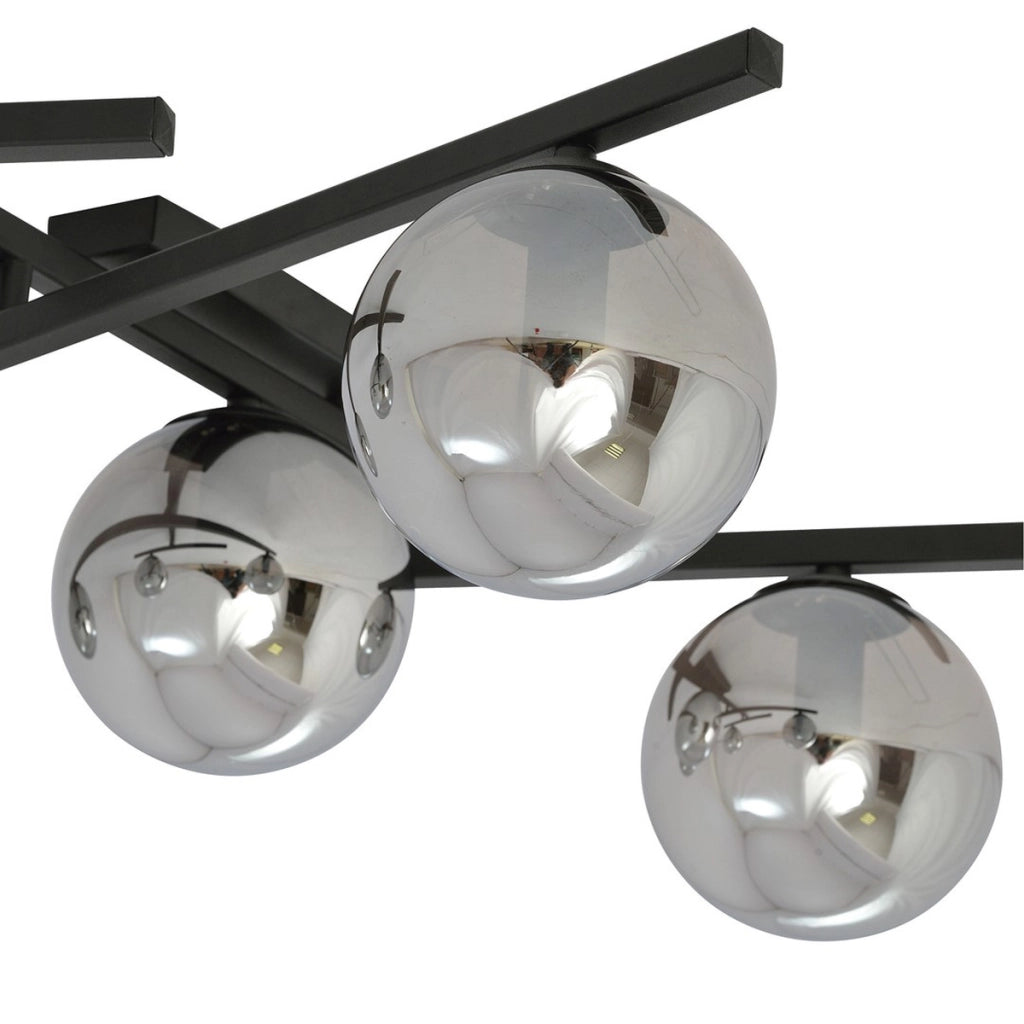 Lampada a sospensione SMART in acciaio nero opaco e vetro grafite