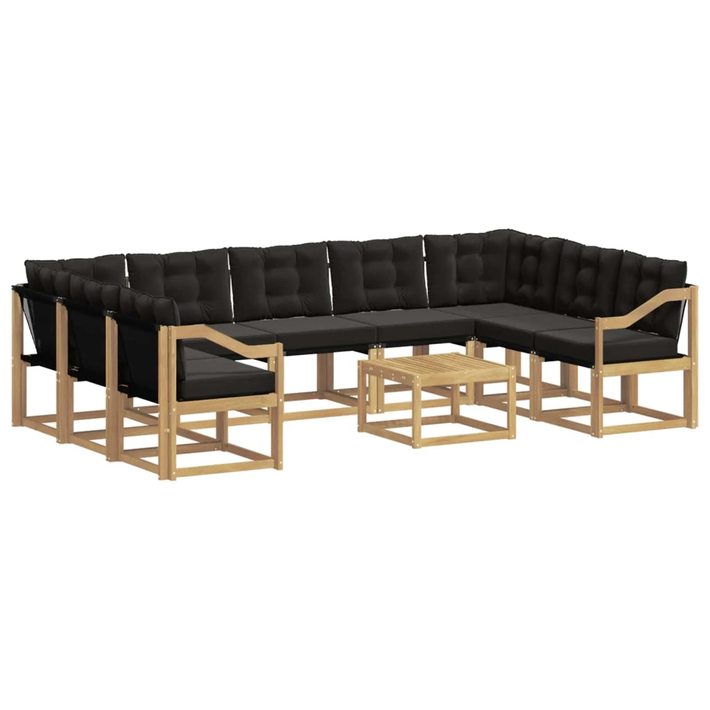 Set di divani da esterno con cuscino 10 pcs Bianco e Nero