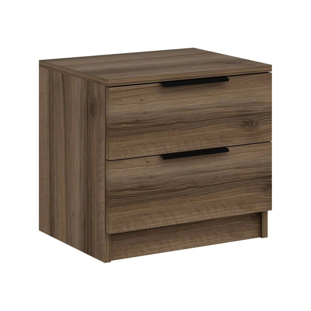 Iune, Comodino 2 Cassetti, 50x47x40h cm Marrone Noce