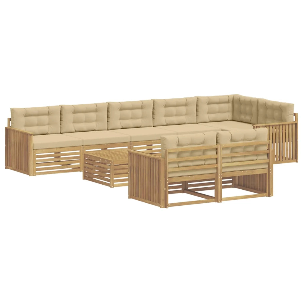 Set di divani da esterno 9 pcs Bianco e Beige 79 x 79 x 37 cm 3390723