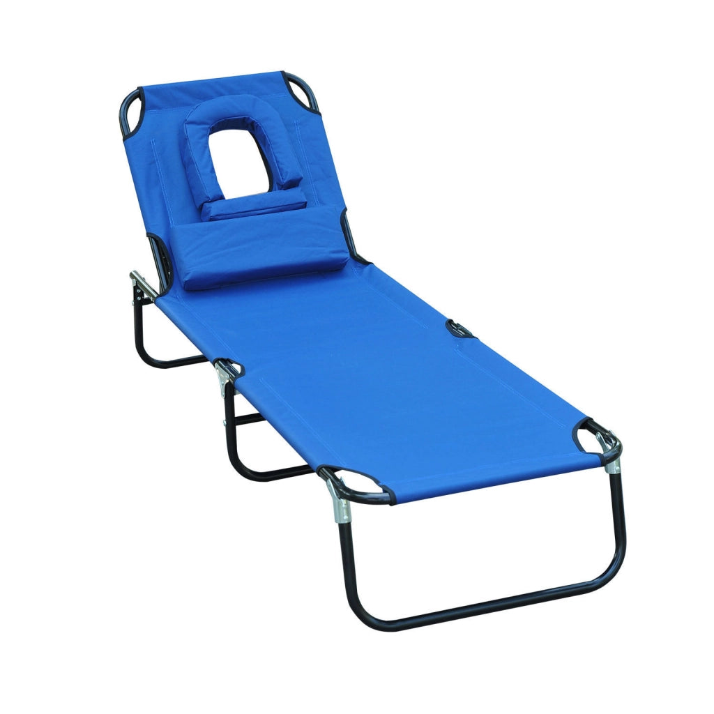 Sdraio pieghevole da giardino con cuscino ¨C zephmum ¨C blu