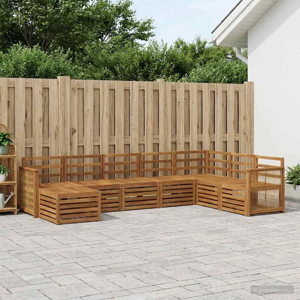 Set di divani da esterno 6 pz Naturale Legno di Acacia Massello 3384715