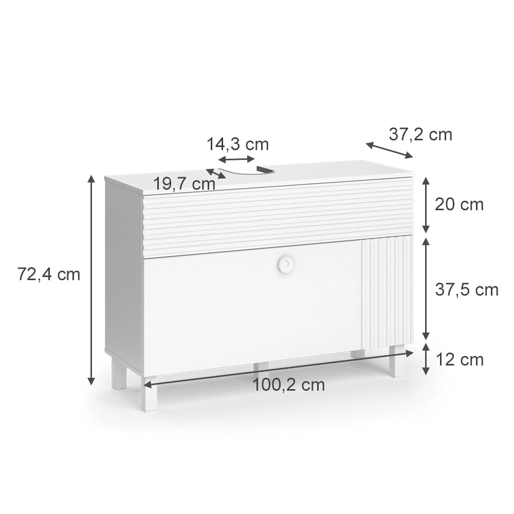 Vicco Mobile sottolavabo per bagno Bianco 100.2 x 72.4 cm con 2 cassetti