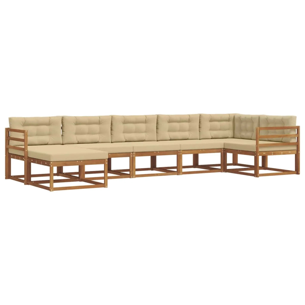 Set di divani da esterno con cuscino 7 pcs Naturale e Beige 3367881