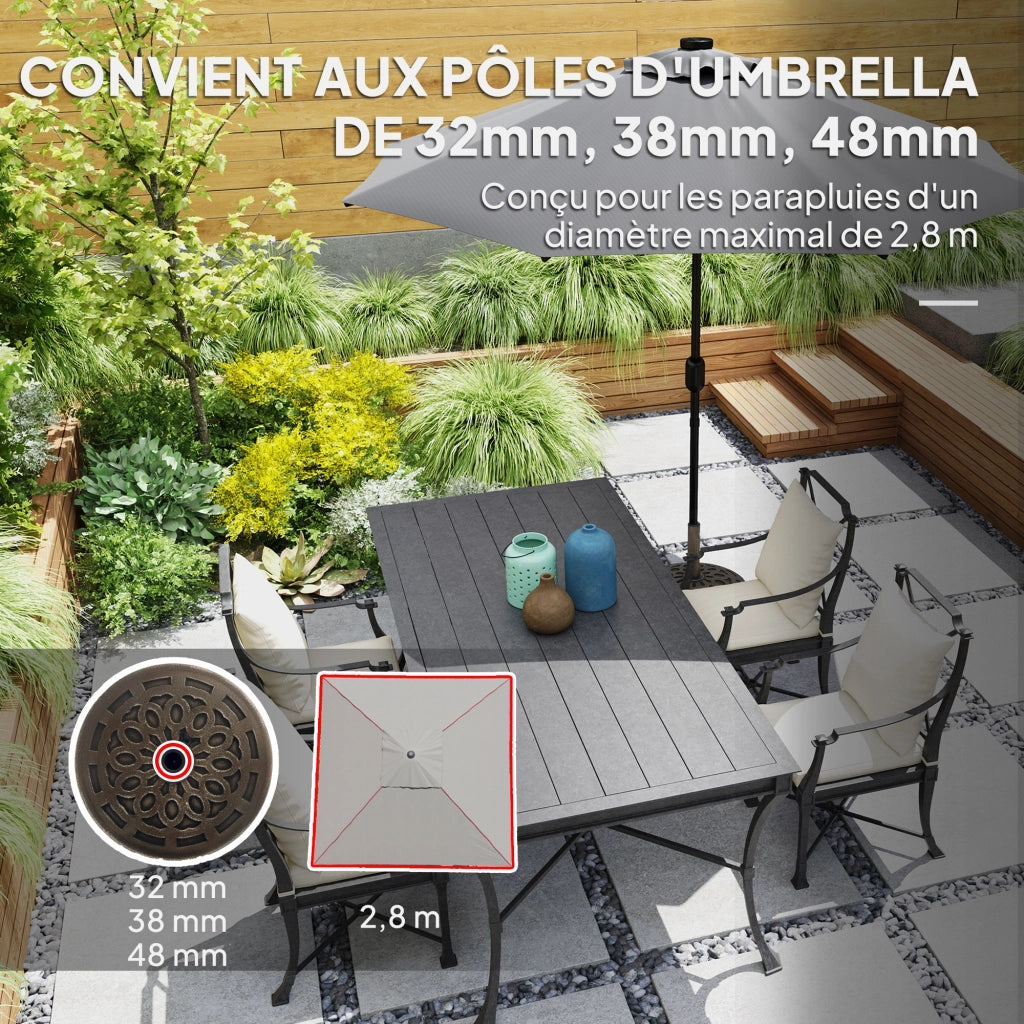 Socle per ombrellone rotondo con ruote ¨C zephmum ¨C resina 21 kg bronzo ? 48x42 cm