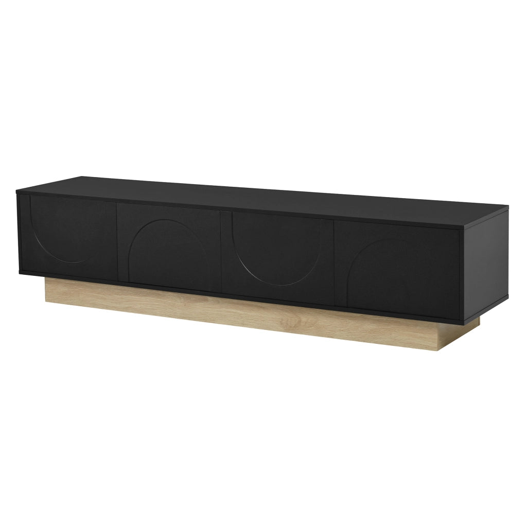 Mobile TV con 4 ante e apertura a pressione - per soggiorno - 175x40x41.5 cm - nero