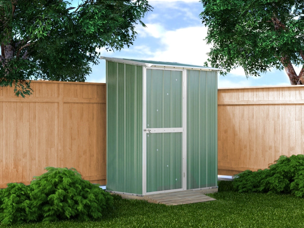 Box per esterno casetta da giardino in lamiera di acciaio 155x100cm x h 192cm - 50kg - 1,55mq - VERDE