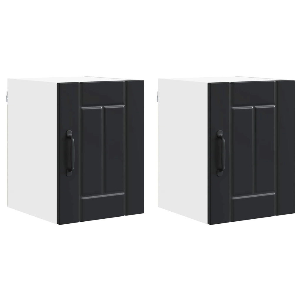 Set di 2 pensili da cucina moderni 30 x 31 x 40 cm pratici per riporre oggetti stile contemporaneo legno composito nero 02_0053886