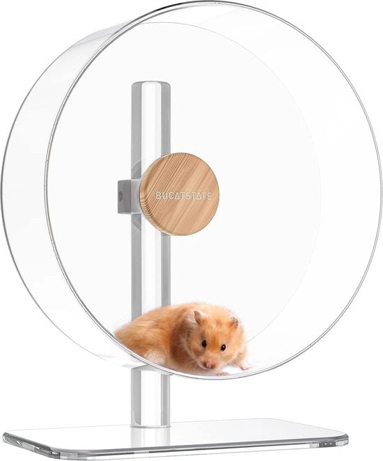 Ferro da giro con ruote in acrilico da 32 cm con supporto regolabile stabile per piccoli animali come hamster, sugar gliders, ratti, tassi e altri.