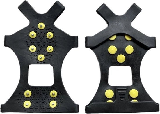Stivali antiscivolo con 10 punte, manubri antiscivolo per neve, stivali antiscivolo universali con punte metalliche, stivali antiscivolo per ghiaccio, manubri antiscivolo (L: 40-45 cm) - punte gialle