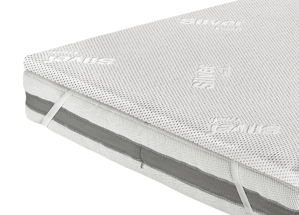 Rinnova Materasso Topper Coprimaterasso Correttivo Antibatterico Memory Silver - Singolo - Silver