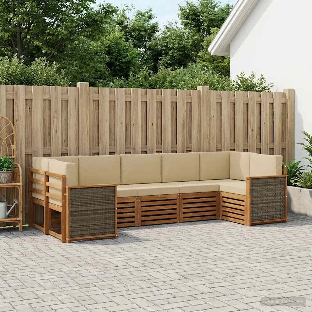 Set divano sezionale con cuscino 6 pcs Naturale 3384799