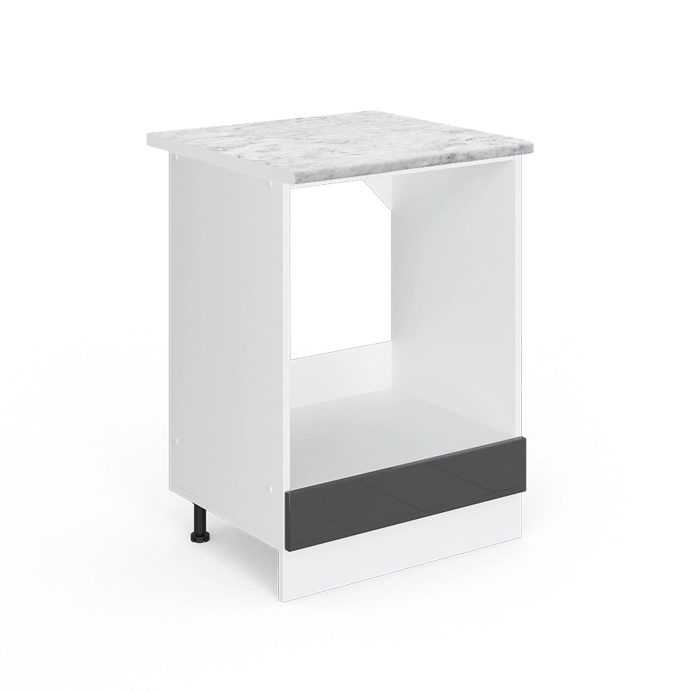 Mobile per forno da incasso R-Line Antracite lucido/Bianco 60 cm, PL Marmo Vicco