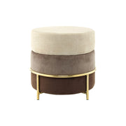Pouf Rotondo Matilda in Velluto Marrone con Struttura Oro