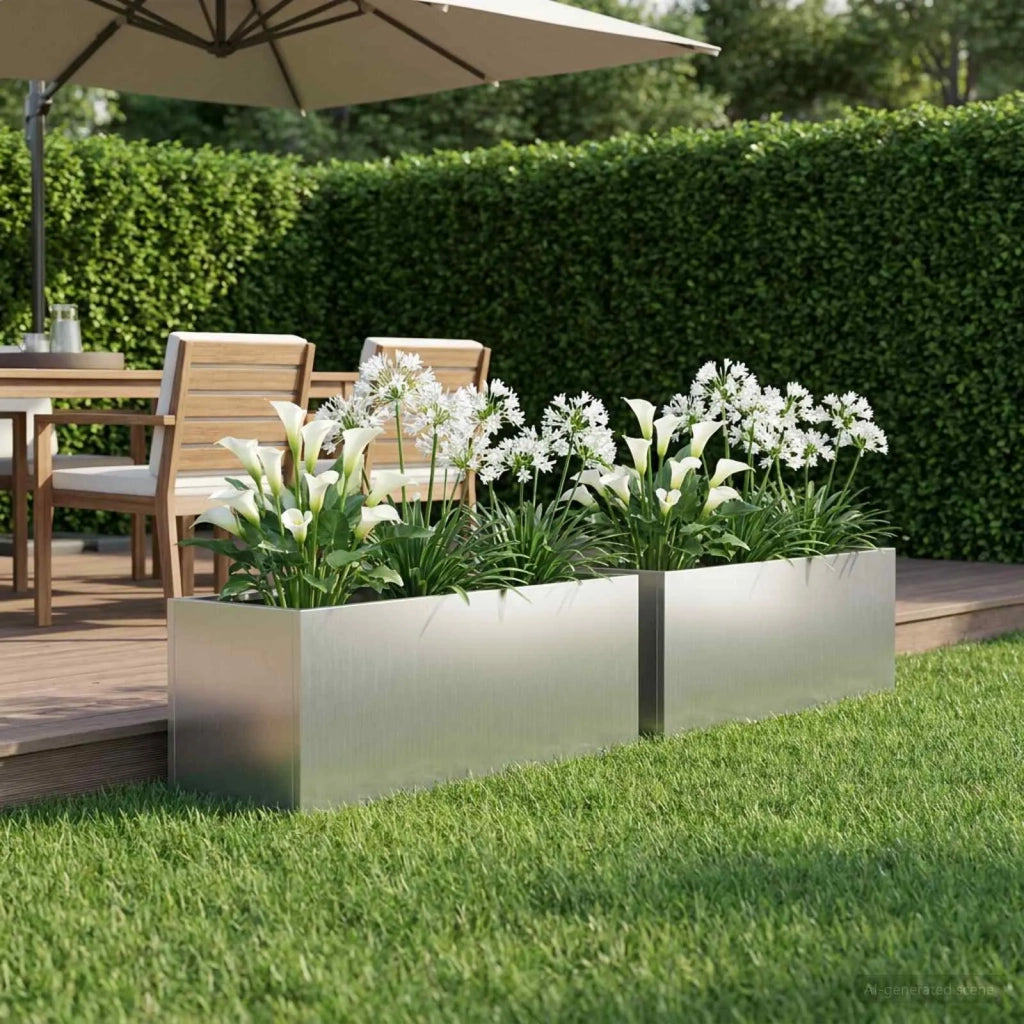Vaso da giardino 2 pz Argento 40 x 20 x 20 cm Acciaio zincato 8005145