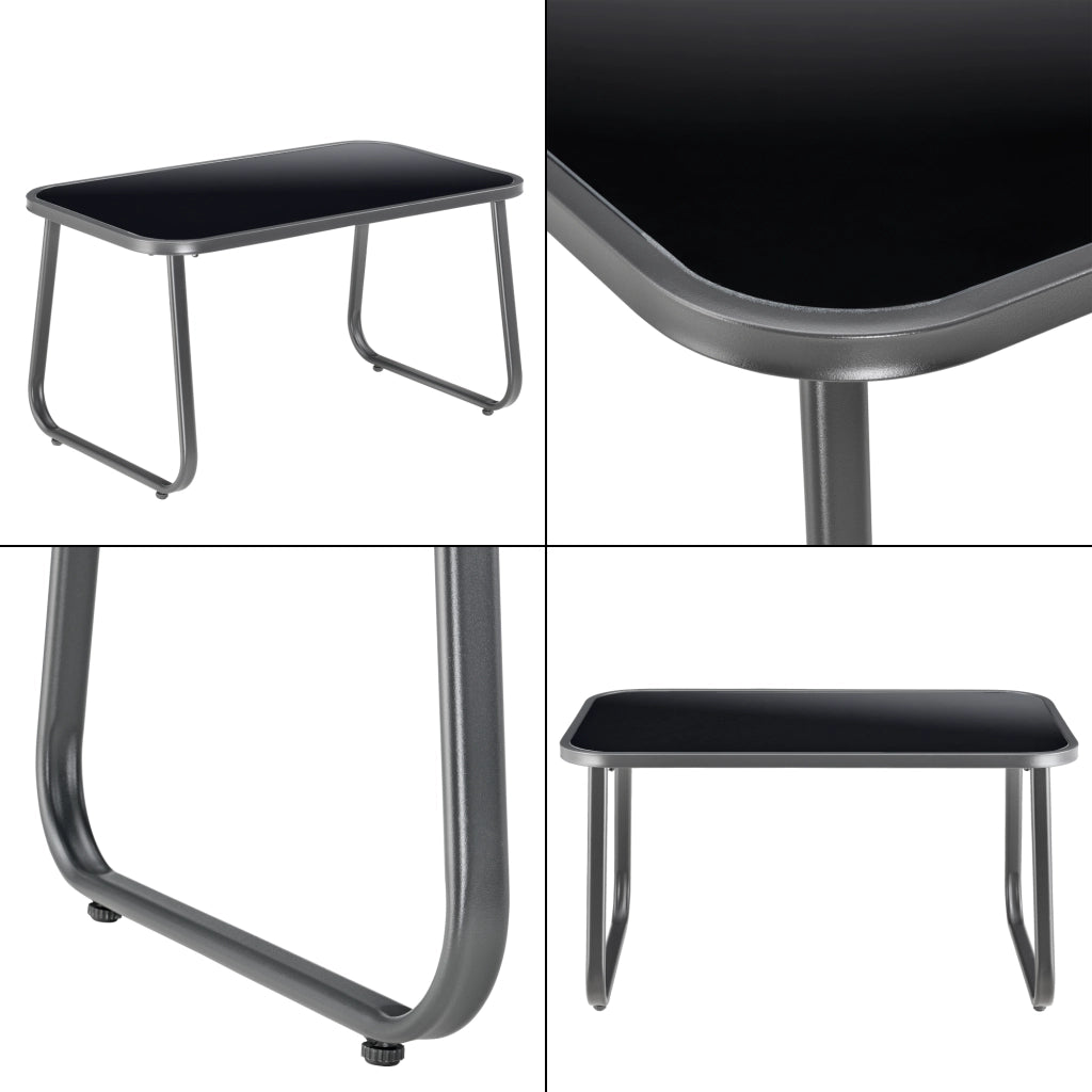Set Palencia di Mobili da Giardino Tavolino Divano e 2 Sedie da Esterno - Grigio Scuro/Nero [en.casa]
