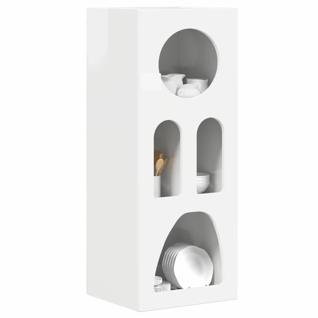 Credenza-Buffet-Armadio da cucina Bianco Lucido 40 x 35 x 100.5 cm Legno multistrato